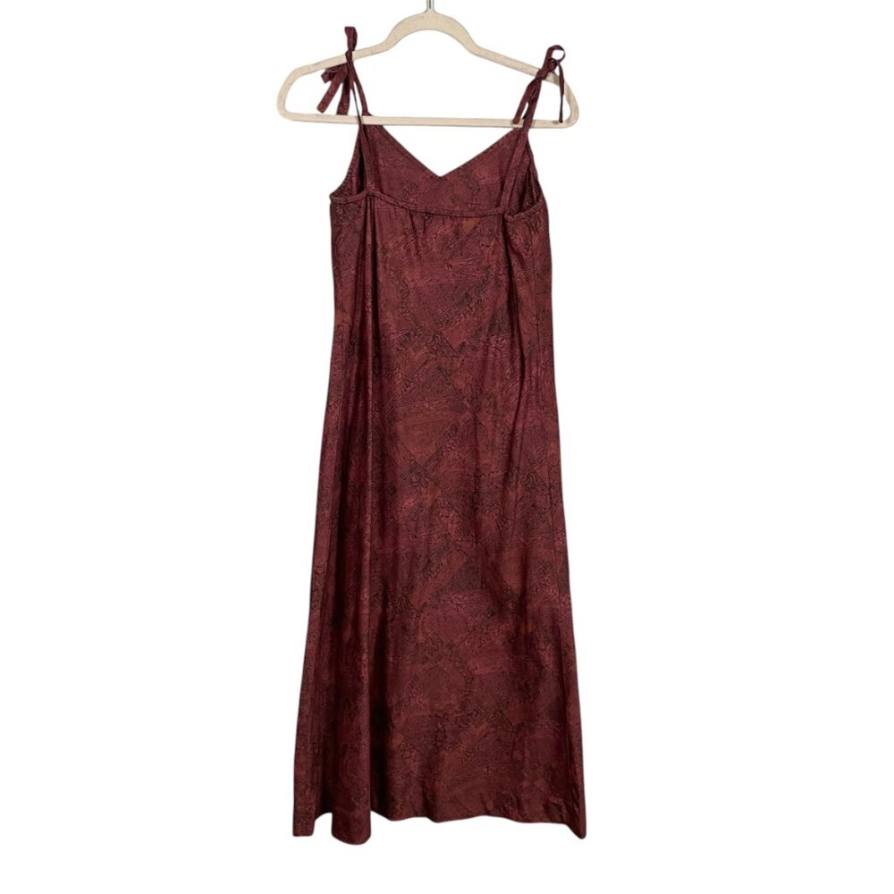 Peruvian Connection Women M Maroon Black Printed Dress Shoulder Tie Strap Cotton - Picture 5 of 9